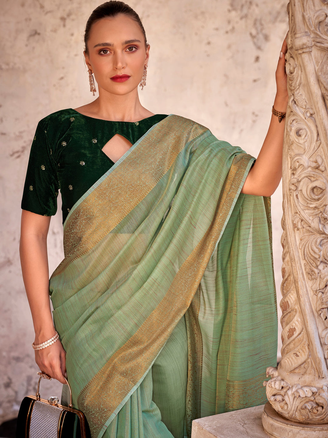 Vibrant color luxurious fabric exclusive attire crafted for elegance and style.