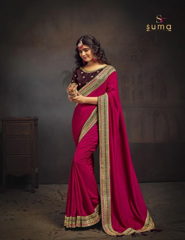 Luxurious Vichitra Silk Saree | Regal Elegance with Zari Embroidery