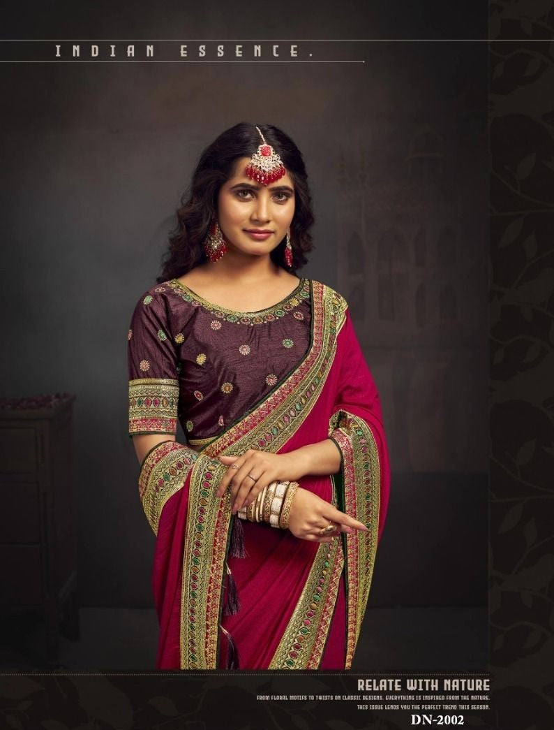 Luxurious Vichitra Silk Saree | Regal Elegance with Zari Embroidery