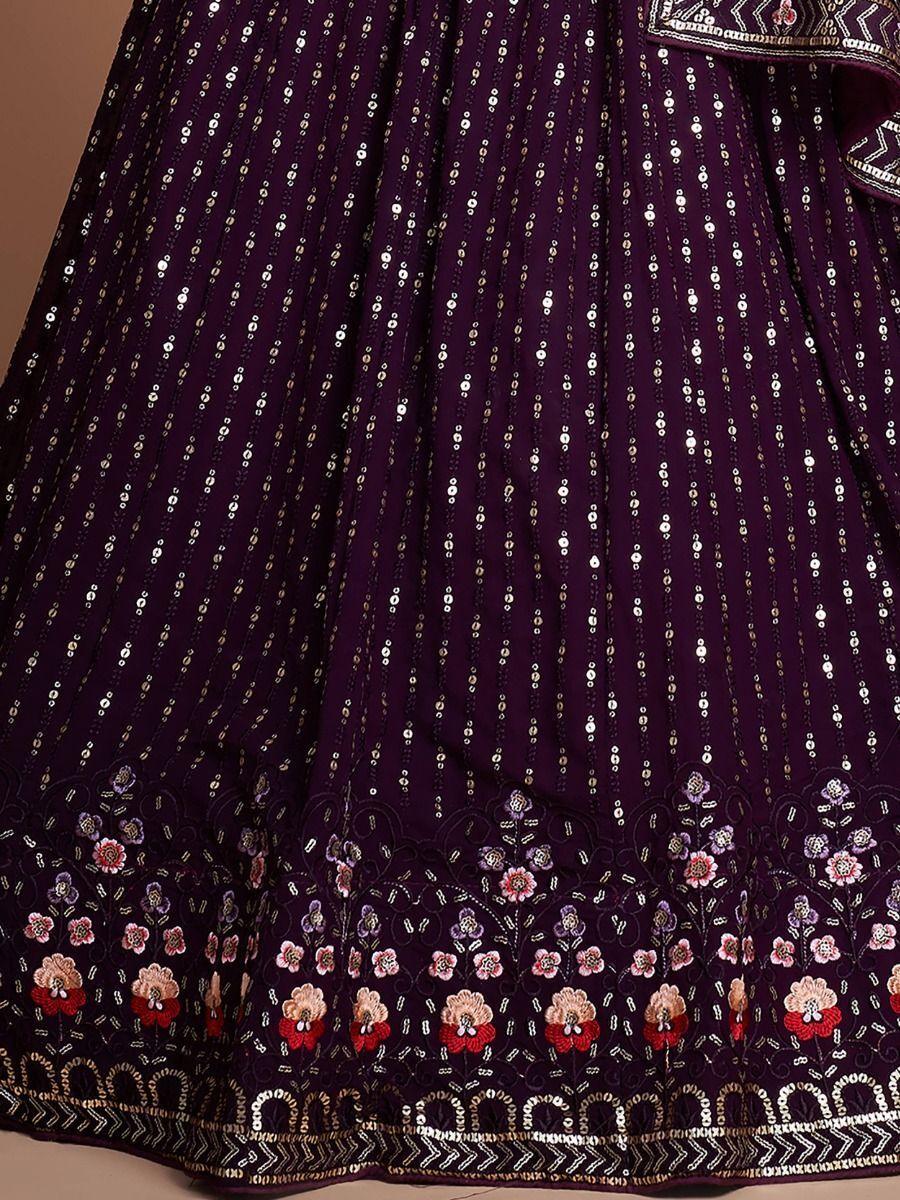 Glamorous Purple Georgette Lehenga | Perfect for Weddings & Special Occasions