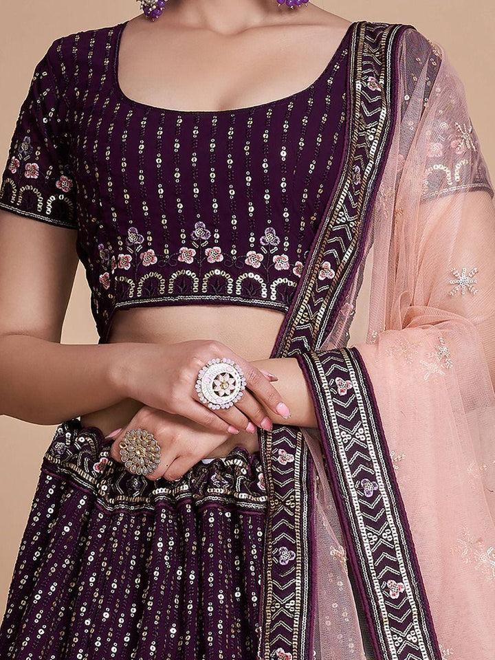 Glamorous Purple Georgette Lehenga | Perfect for Weddings & Special Occasions