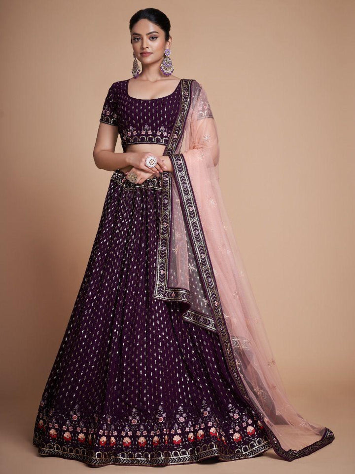 Glamorous Purple Georgette Lehenga | Perfect for Weddings & Special Occasions