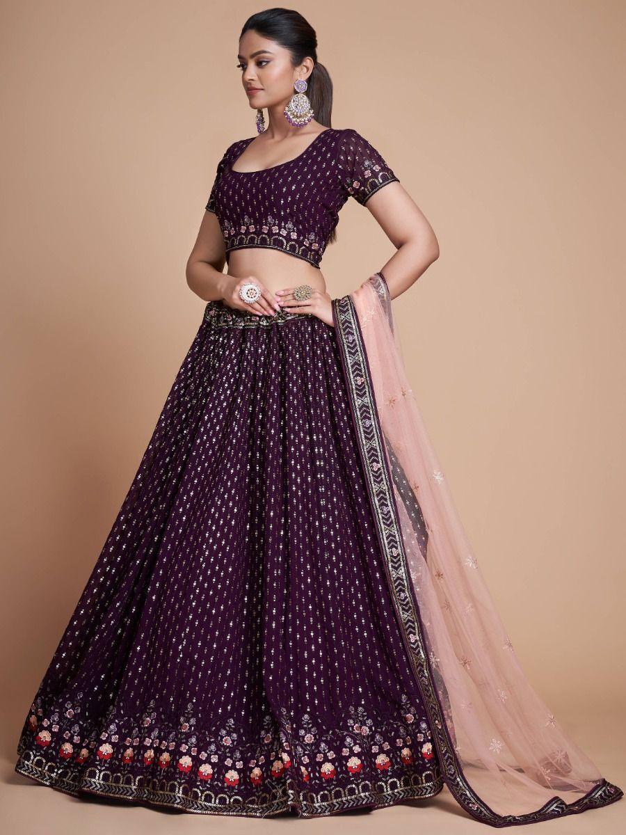 Glamorous Purple Georgette Lehenga | Perfect for Weddings & Special Occasions