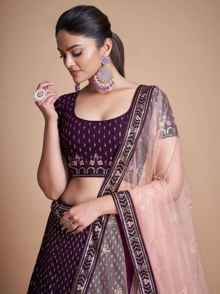 Glamorous Purple Georgette Lehenga | Perfect for Weddings & Special Occasions