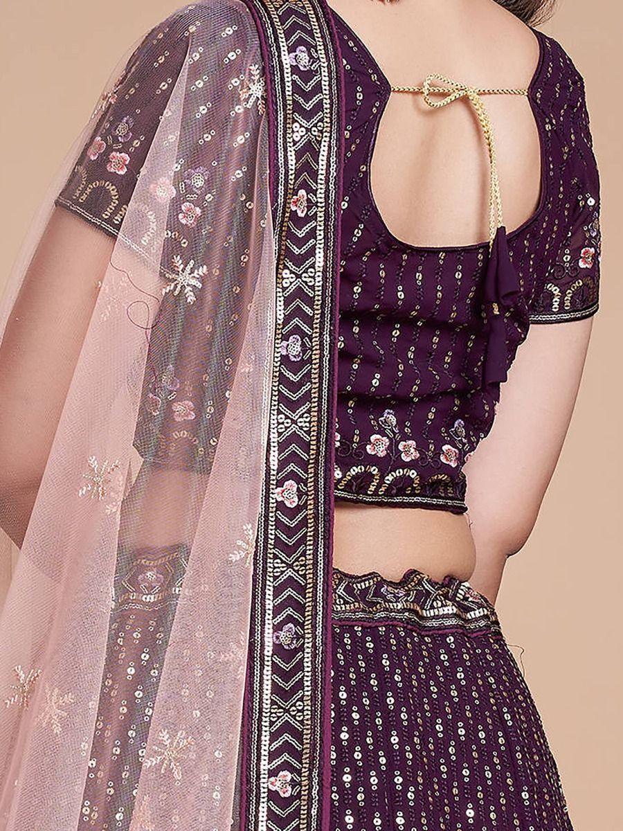 Glamorous Purple Georgette Lehenga | Perfect for Weddings & Special Occasions