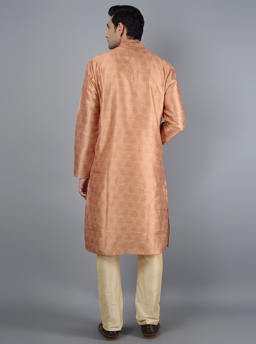 Unique orange kurta set ideal for celebrations in the USA.