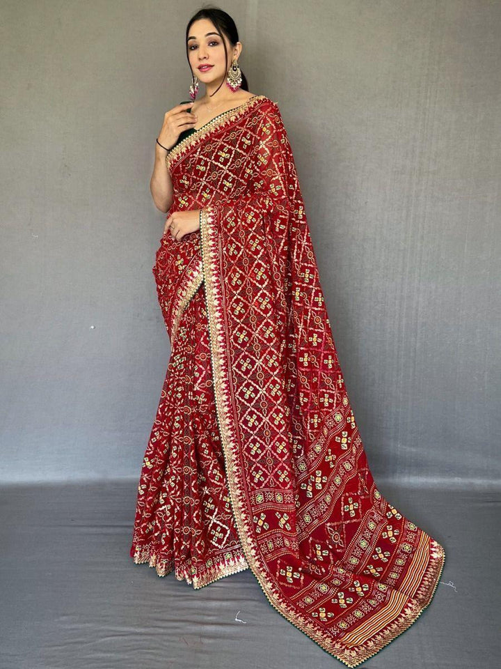 Vibrant color georgette saree crafted for elegance and style.