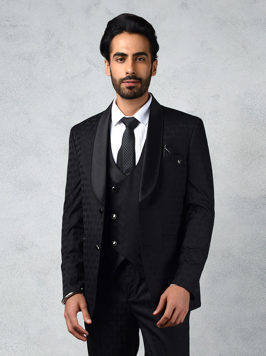 5-piece black tuxedo suit, perfect for proms and weddings, offering a sophisticated and elegant look for special occasions.