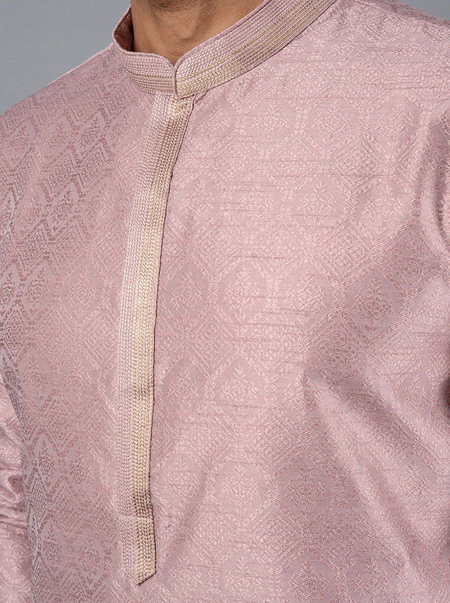 Unique onion pink kurta set made from silk jacquard, elevating your traditional look effortlessly in the USA.