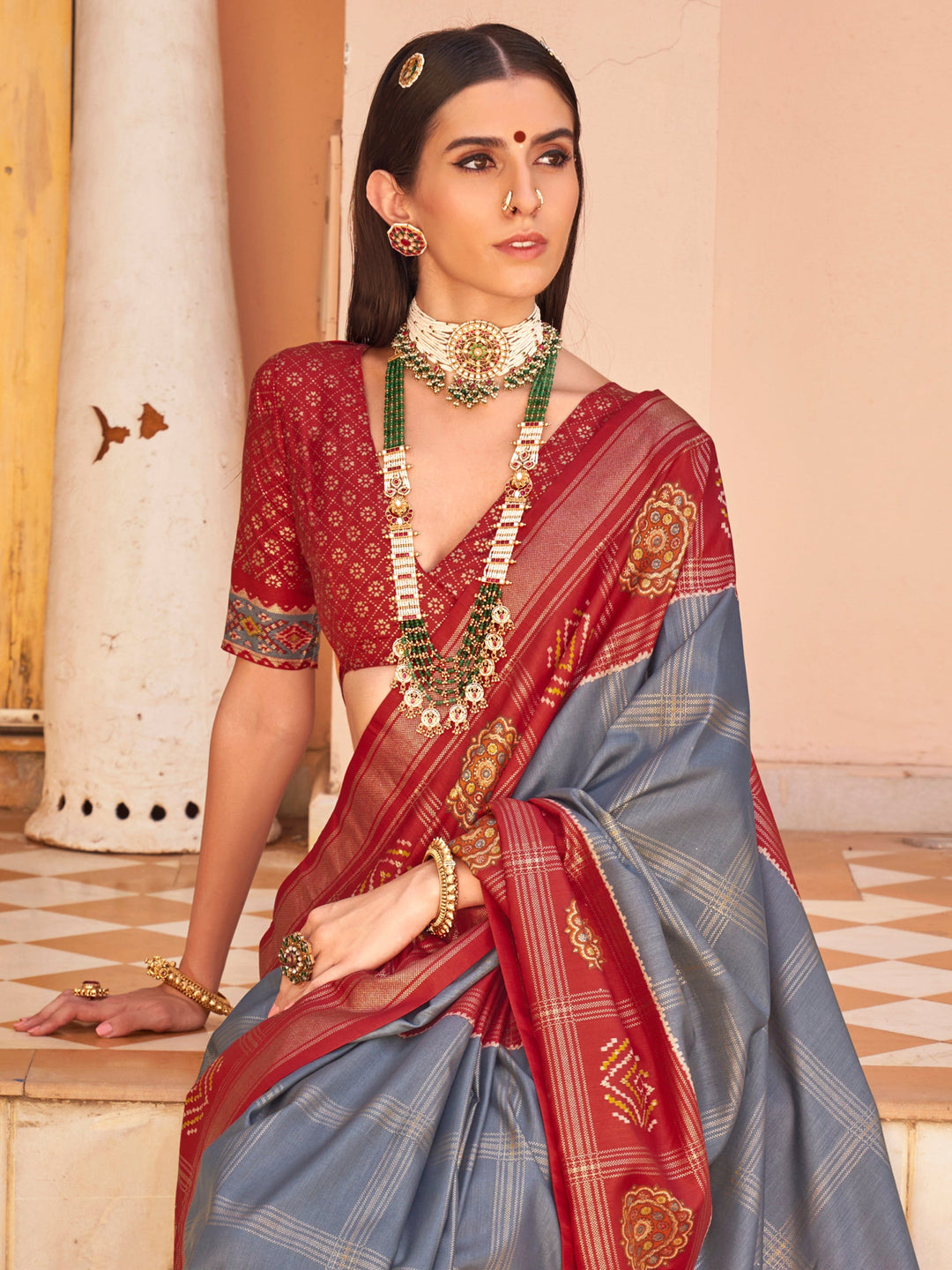 Vibrant color luxurious fabric exclusive attire crafted for elegance and style.