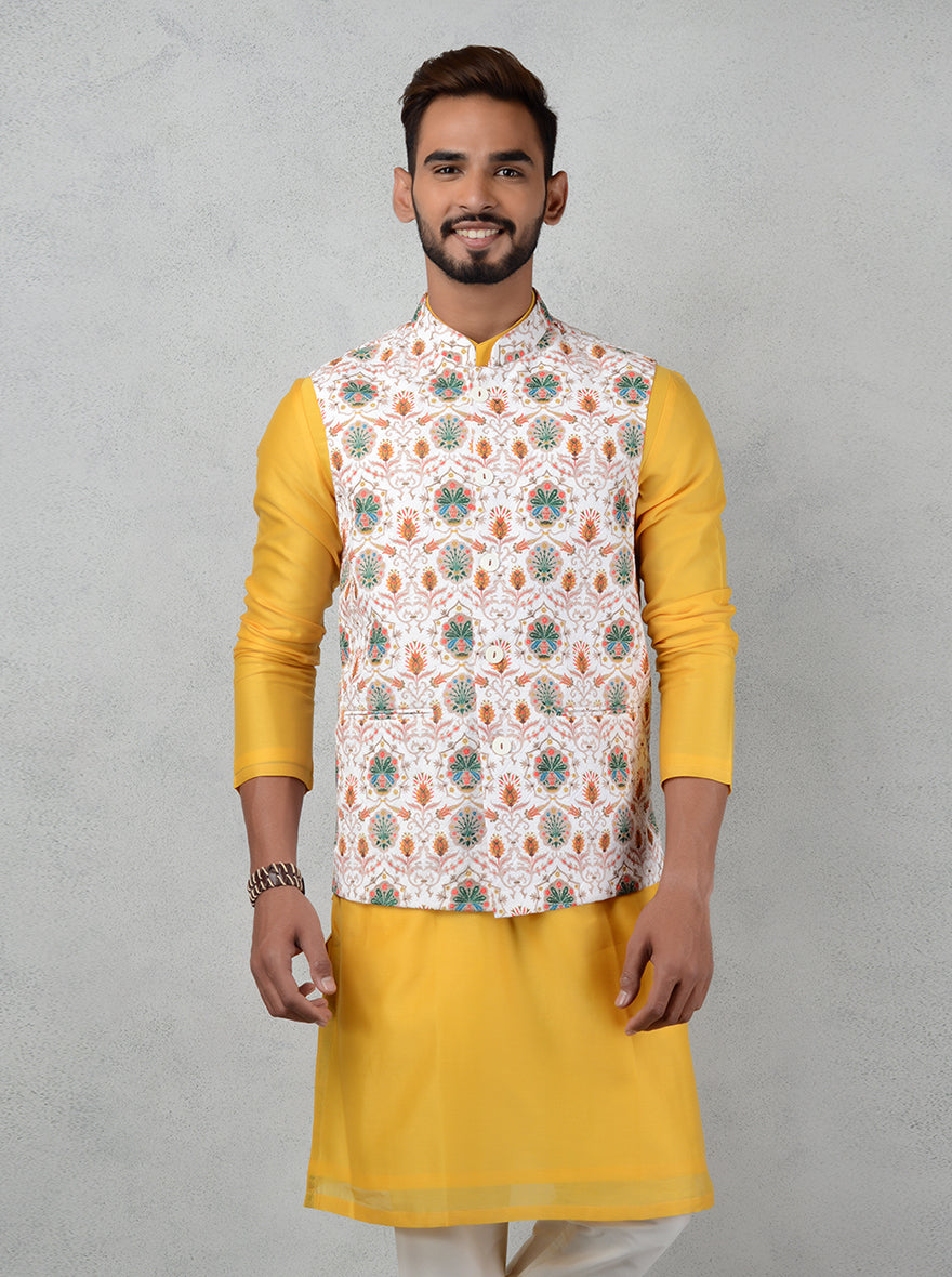 Stylish multicolor Bandhgala jacket, ideal for making a statement at weddings and festive events.