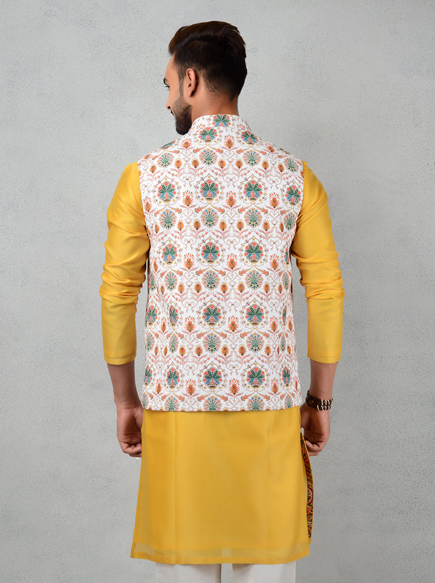 Comfortable and stylish multicolor Bandhgala jacket, ideal for enhancing your festive wardrobe.