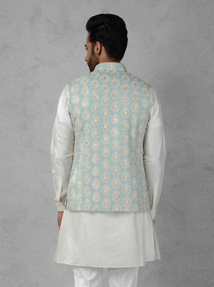 Aqua Green Bandhgala | Classic Men's Jacket with Pockets