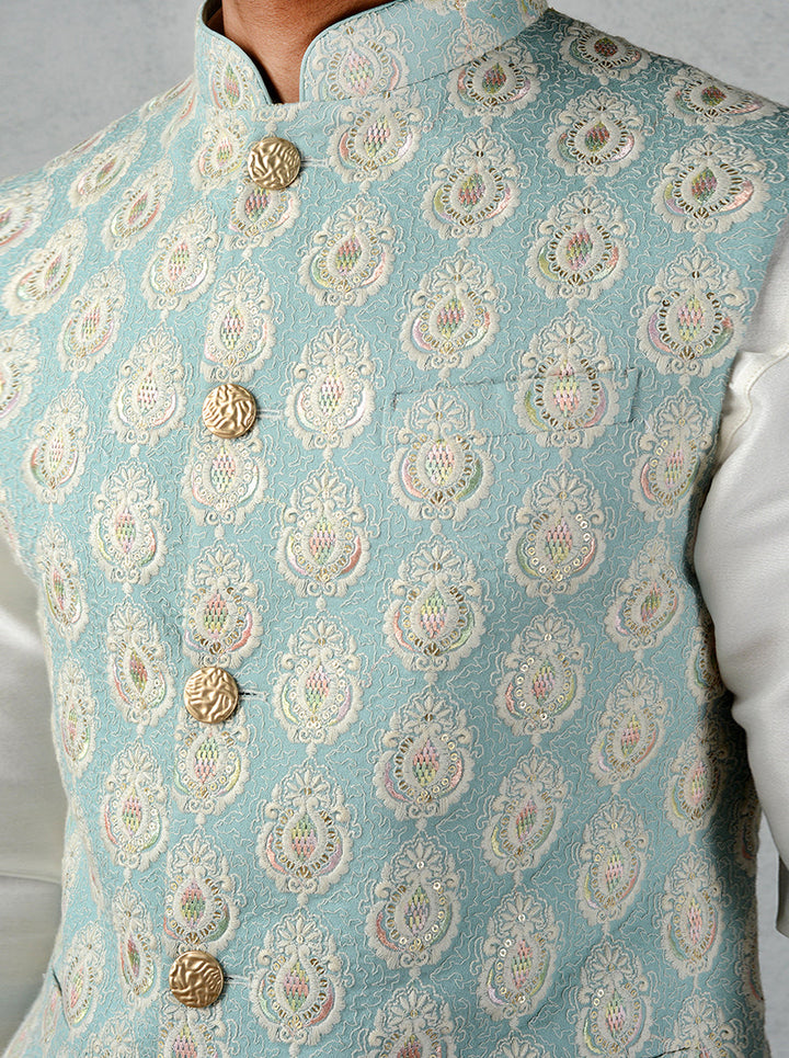 Aqua Green Bandhgala | Classic Men's Jacket with Pockets