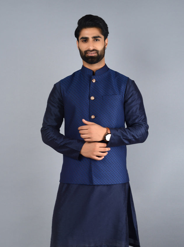 Timeless Navy Blue Bandhgala Jacket | Elevate Your Ethnic Style