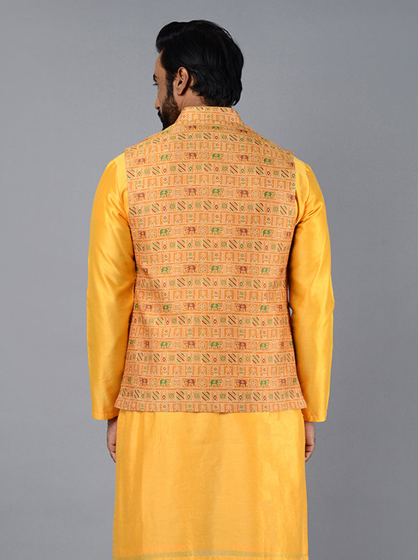 Men's Formal Bandhgala Suit | Mustard Yellow Jodhpuri Nehru Jacket