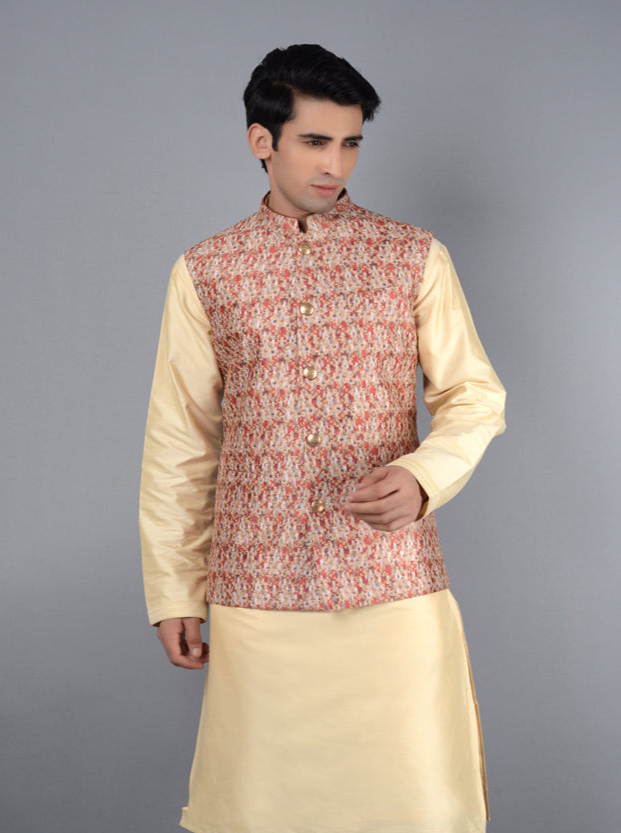 Stylish Maroon & Beige Bandhgala | Ideal for Festive and Formal Occasions