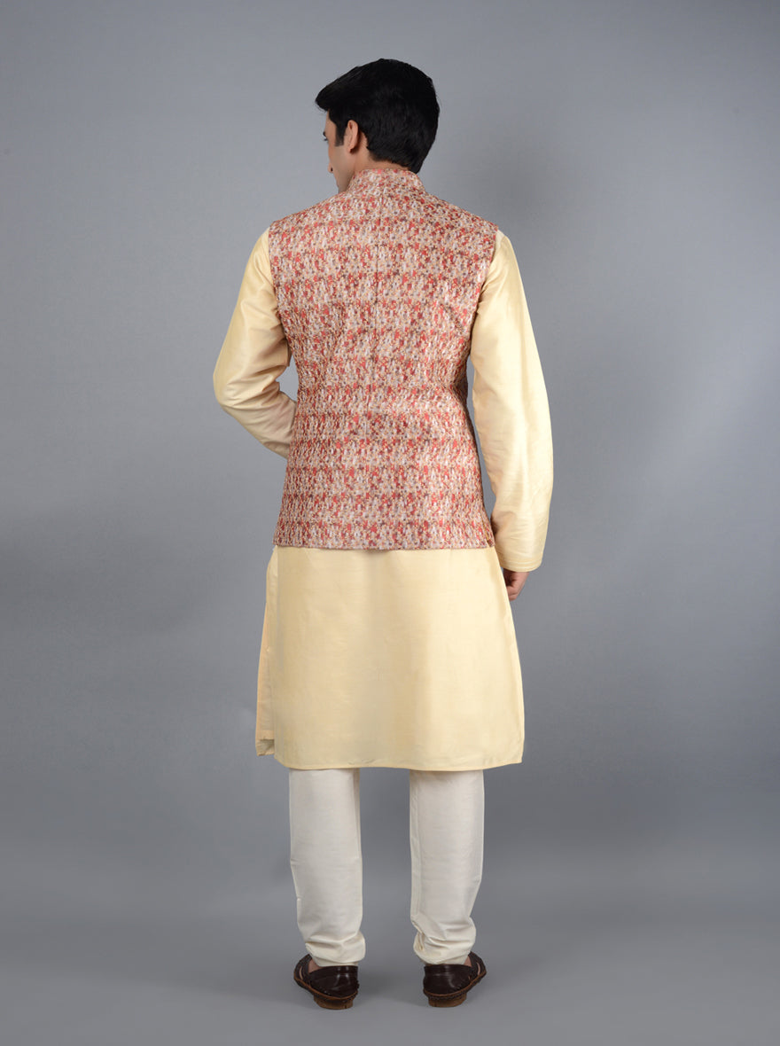 Stylish Maroon & Beige Bandhgala | Ideal for Festive and Formal Occasions