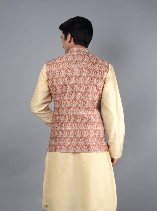 Stylish Maroon & Beige Bandhgala | Ideal for Festive and Formal Occasions