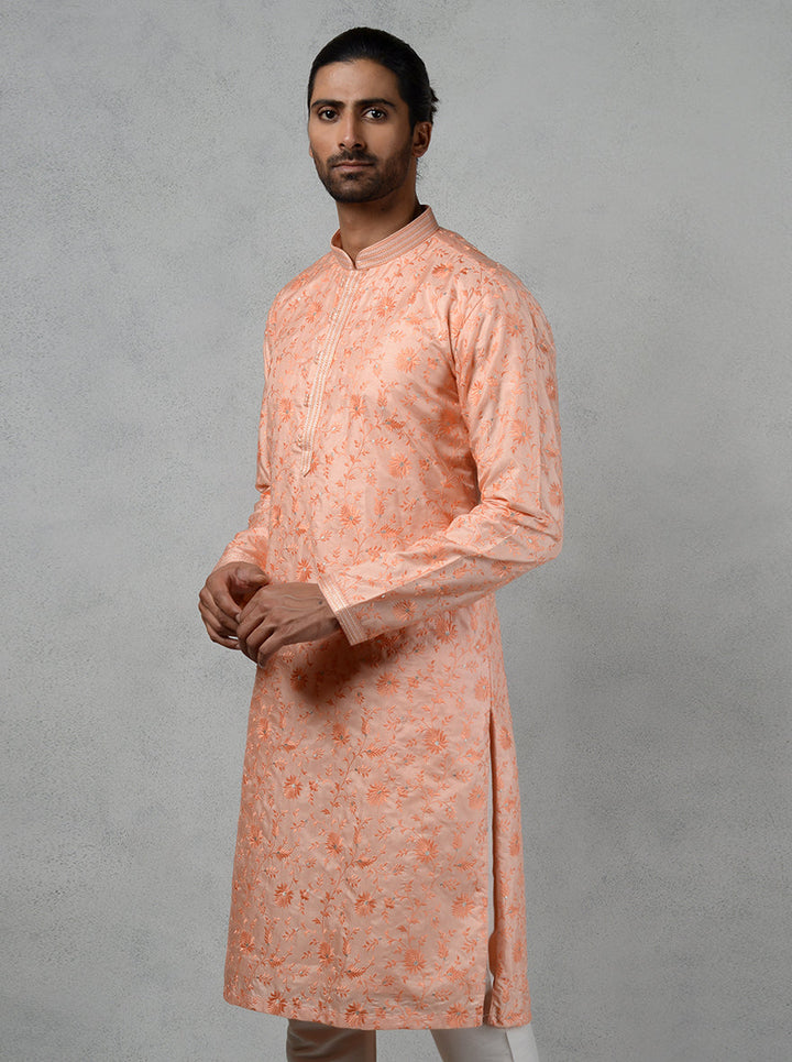 Stylish silk blend kurta set that adds charm to your look.