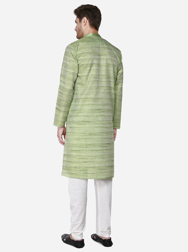 Comfortable self-textured kurta set in green, perfect for enhancing your ethnic wardrobe.