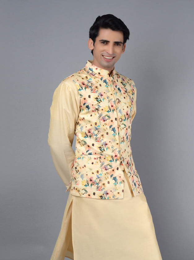 Stylish Cream Bandhgala Jacket | Premium Linen for Comfort and Elegance