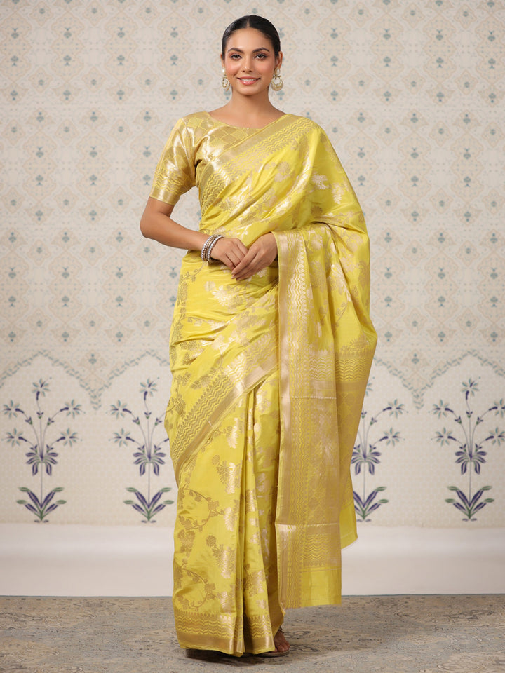 Yellow silk saree crafted for elegance and style.