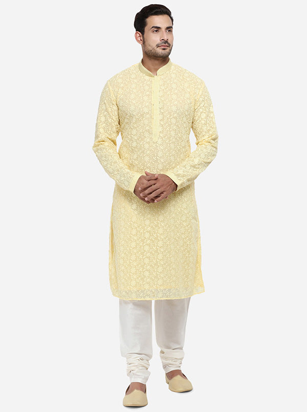 Comfortable Lucknowi embroidery kurta set, ideal for enhancing your ethnic collection in the USA.