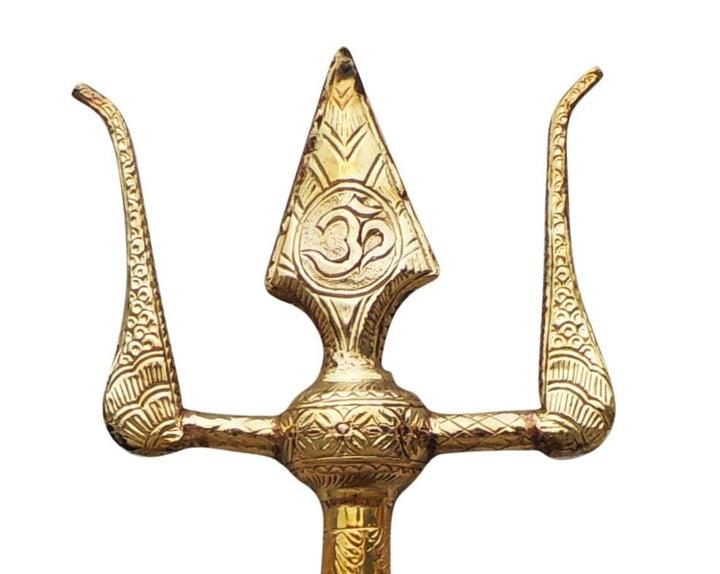 Brass Trishul - 11x3.5 inches | Sacred Pooja Item for Rituals