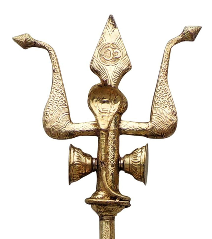 Brass Trishul - Decorative Pooja Item | 18x6x48 Inch Spiritual Sculpture