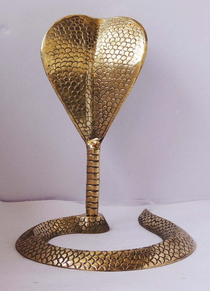 Brass Snake Decorative Sculpture | 9.5x10.5x12 Inch Pooja Item