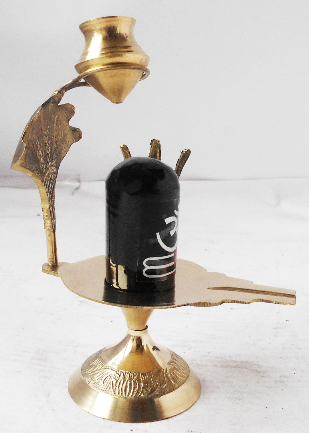 Brass Shiv Ling with Black Stone | 4x2.5x6.2 Inch Pooja Item