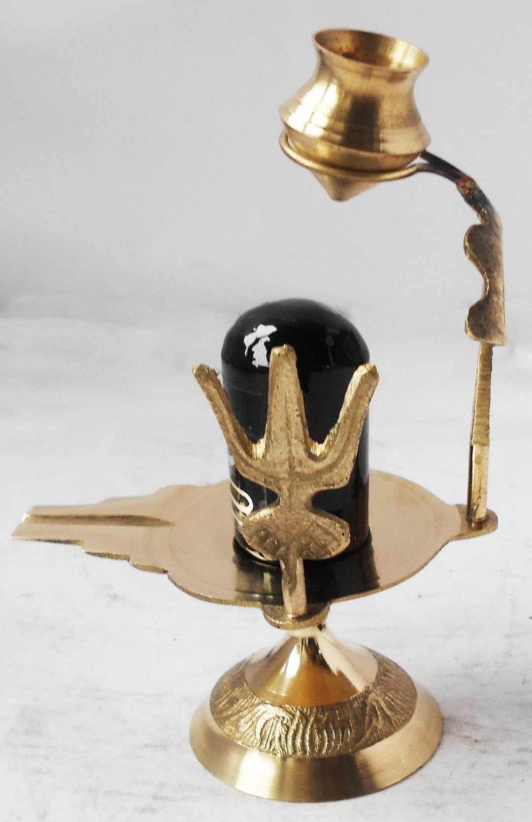 Brass Shiv Ling with Black Stone | 4x2.5x6.2 Inch Pooja Item