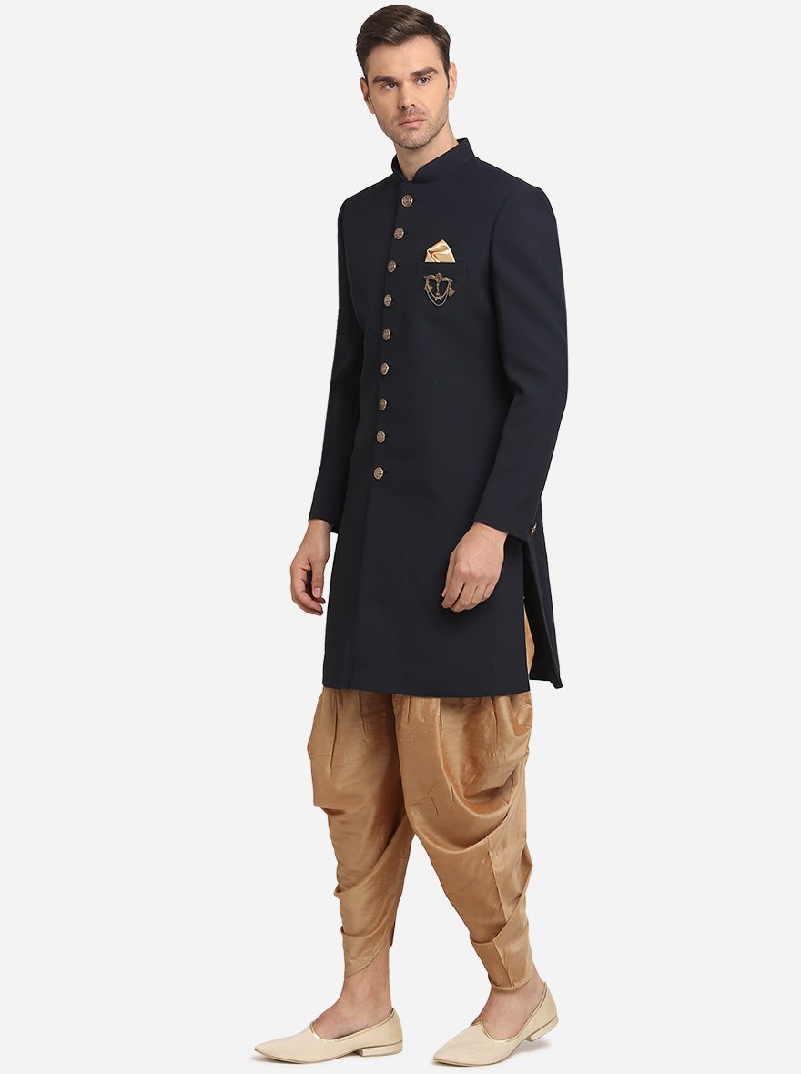 Elevate your style with this Navy-Blue Indo-Western Set, ideal for celebrating special occasions in the USA.