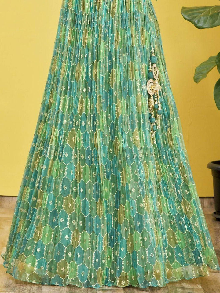 Customizable Sea Green Lehenga Choli | Exquisite Zari & Thread Work