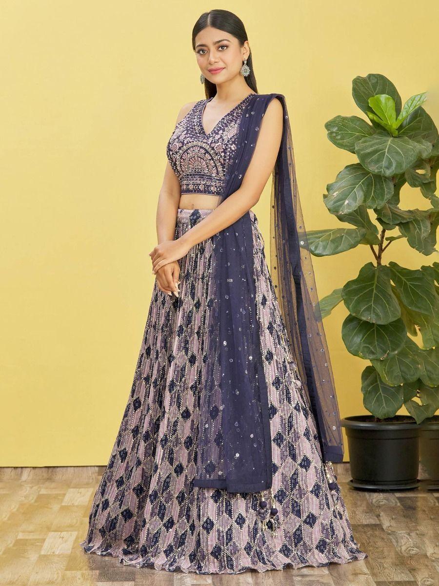 Blue Sequins Zari Work Lehenga | Traditional Bridal Wear