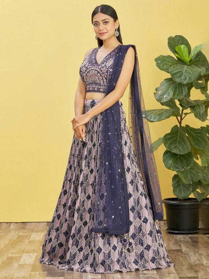 Blue Sequins Zari Work Lehenga | Traditional Bridal Wear