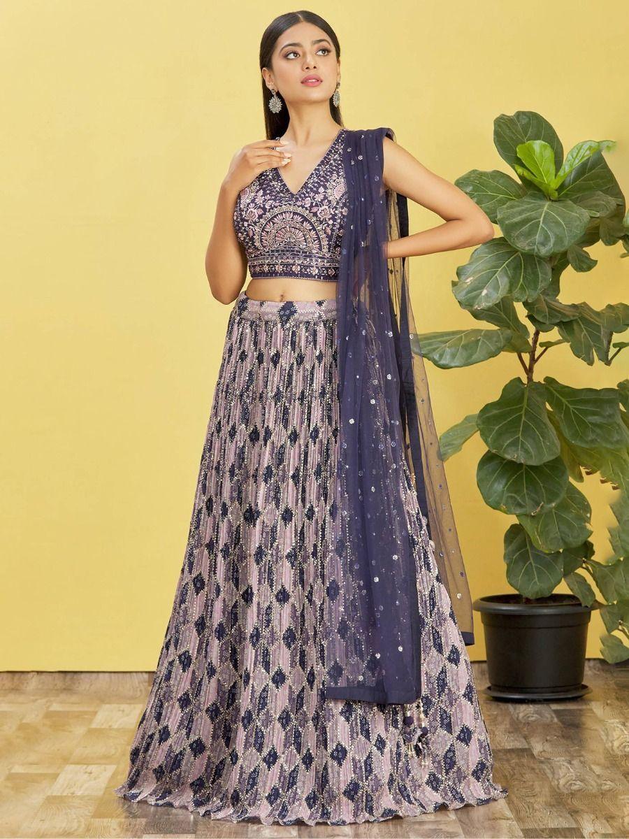 Blue Sequins Zari Work Lehenga | Traditional Bridal Wear