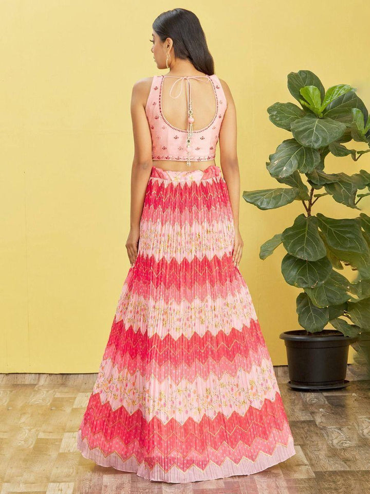 Elegant Pink Lehenga | Mirror Work & Thread Embroidery for Events