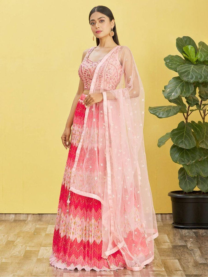 Elegant Pink Lehenga | Mirror Work & Thread Embroidery for Events