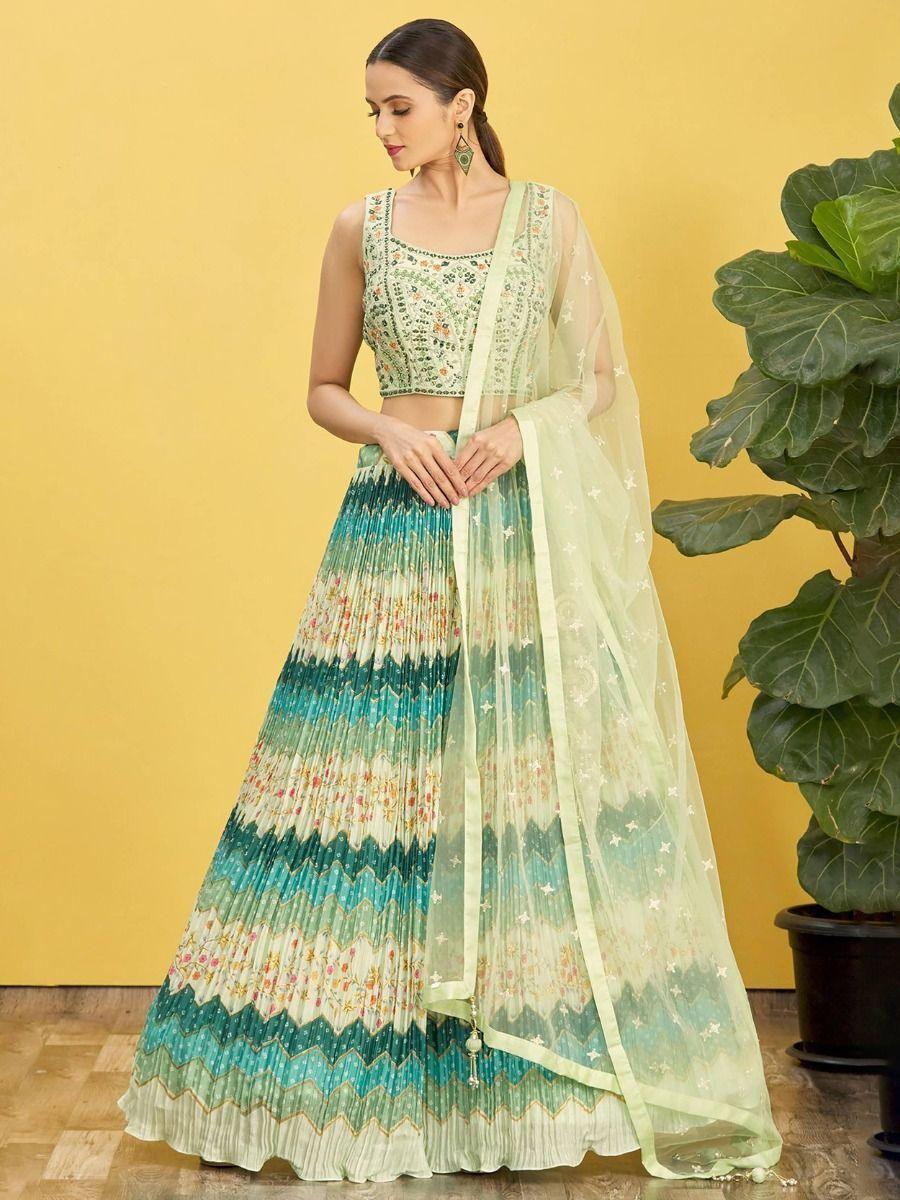 Reception Lehenga Choli | Stunning Green Indian Bridal Lehenga