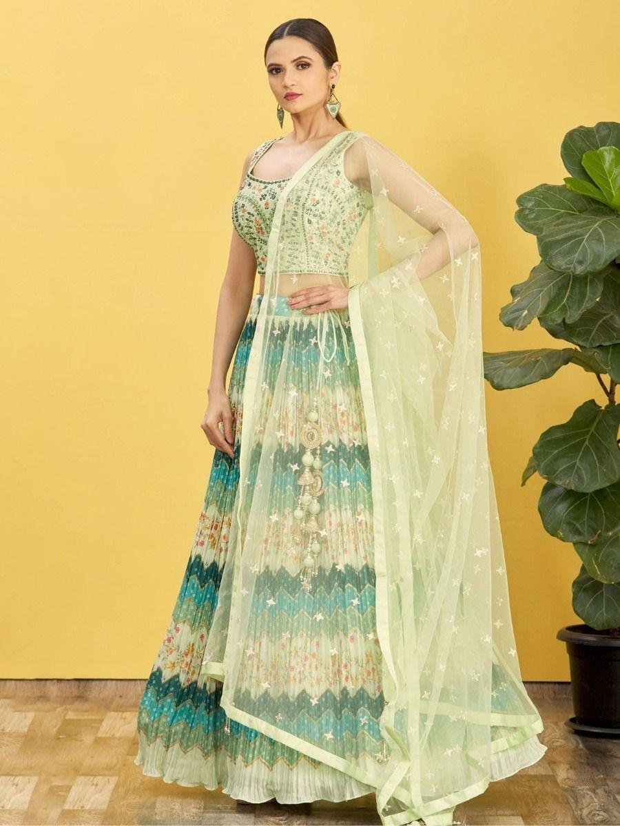 Reception Lehenga Choli | Stunning Green Indian Bridal Lehenga