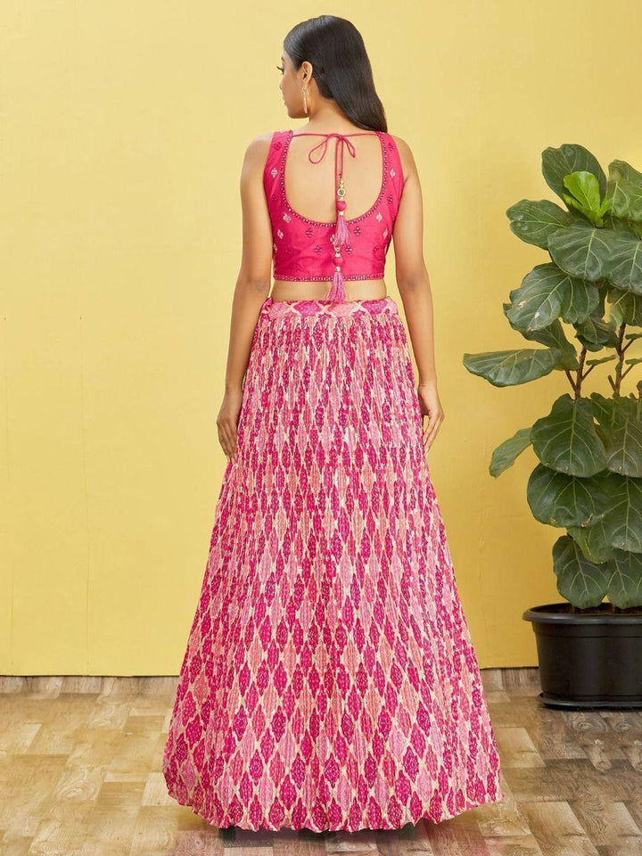 Pink Embroidered Chinon Lehenga Choli | Wedding, Reception Attire