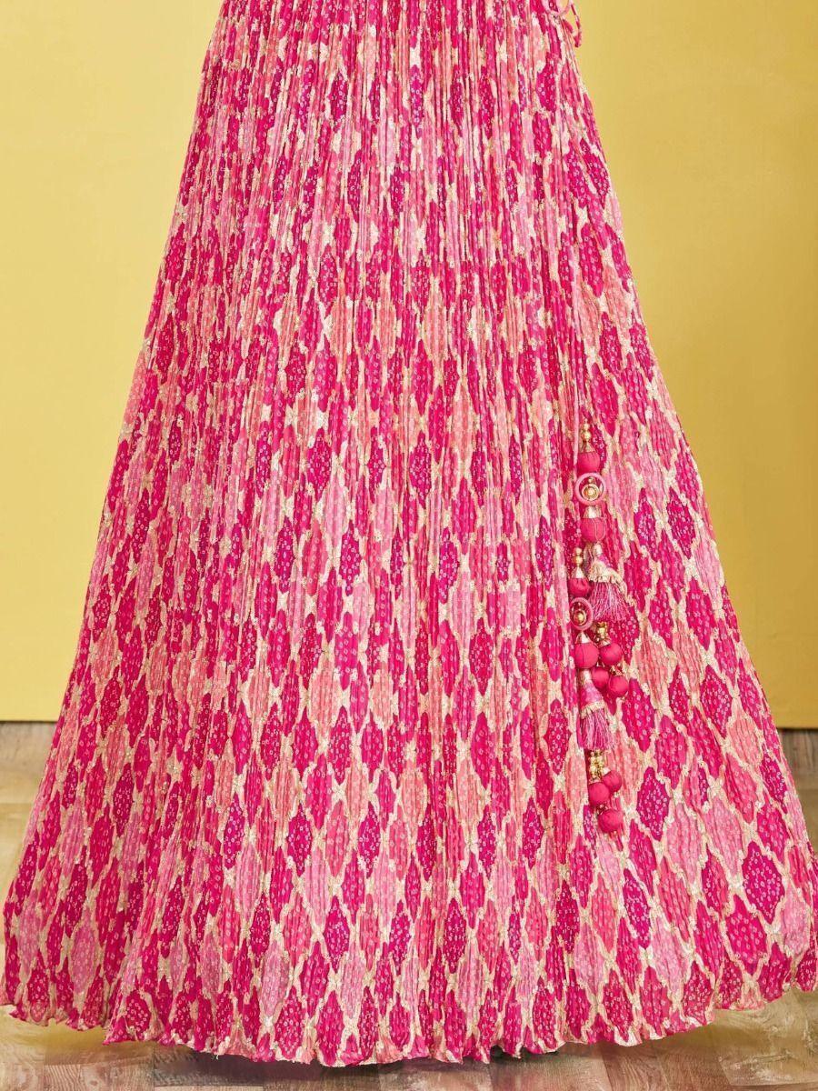 Pink Embroidered Chinon Lehenga Choli | Wedding, Reception Attire