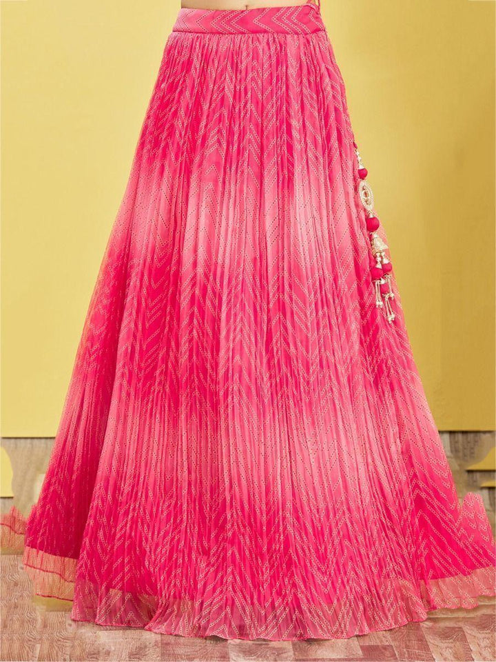 Bridal Pink Lehenga Choli with Mirror Work | Organza Wedding Outfit