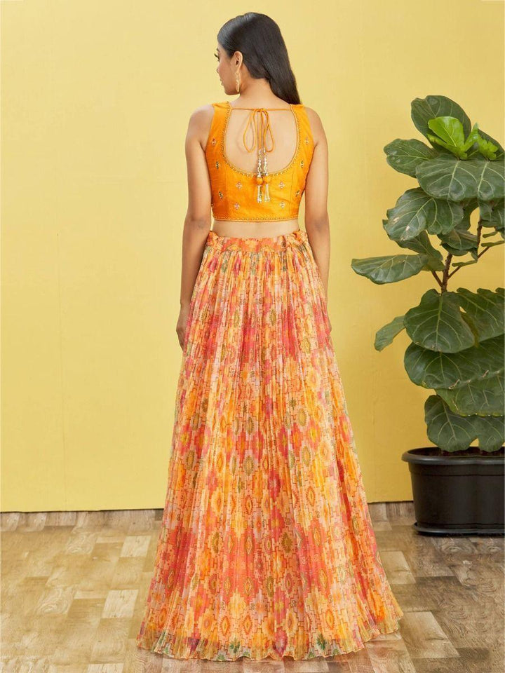 Yellow Organza Lehenga Choli with Mirror Work | Perfect for Haldi & Engagements