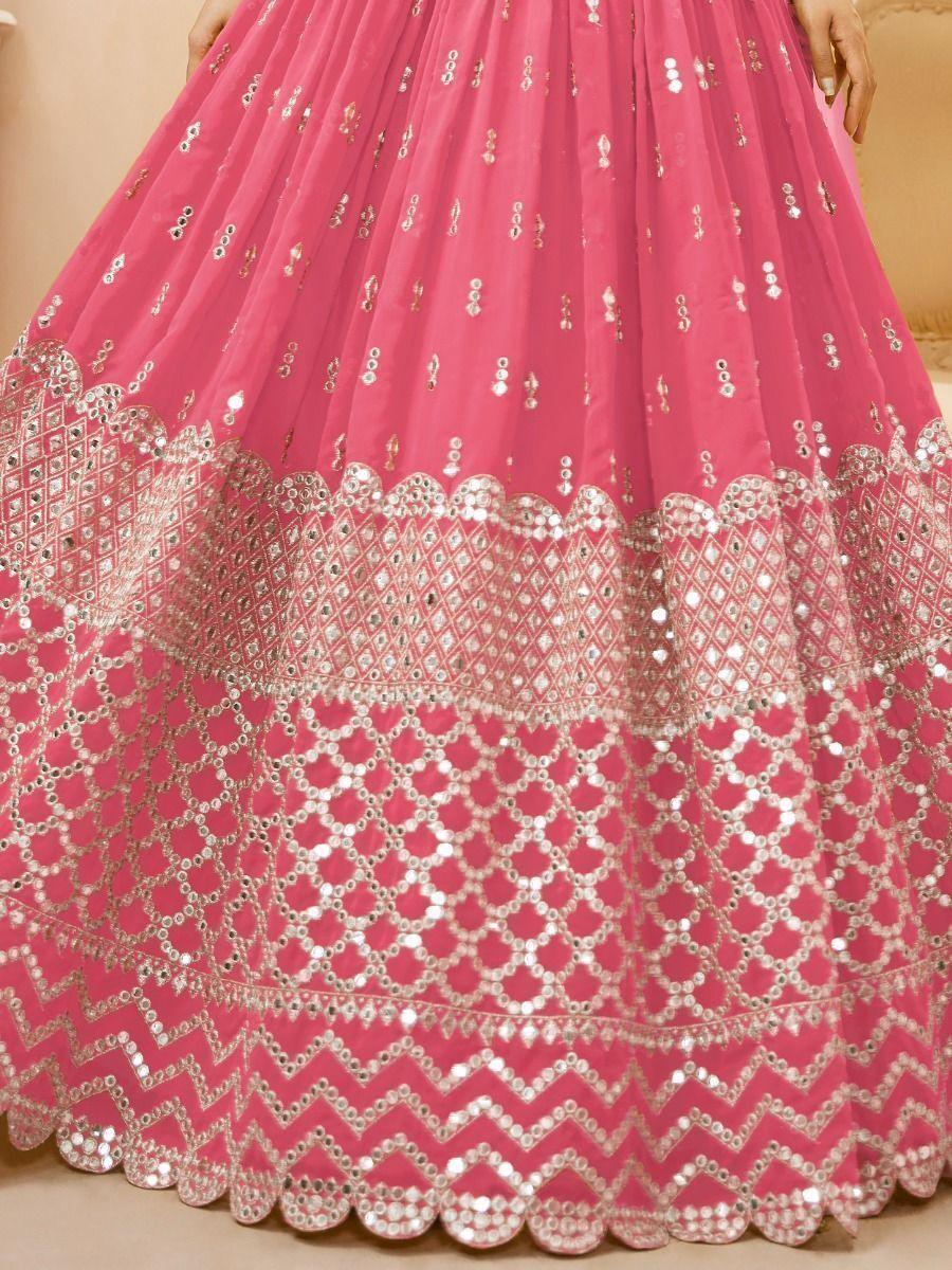 Chic Pink Bridesmaid Lehenga | Georgette with Sequins & Zari Work for Special Occasions