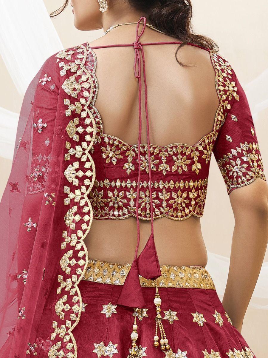 Elegant Red Zari Work Wedding Lehenga | Choli with Soft Net Dupatta