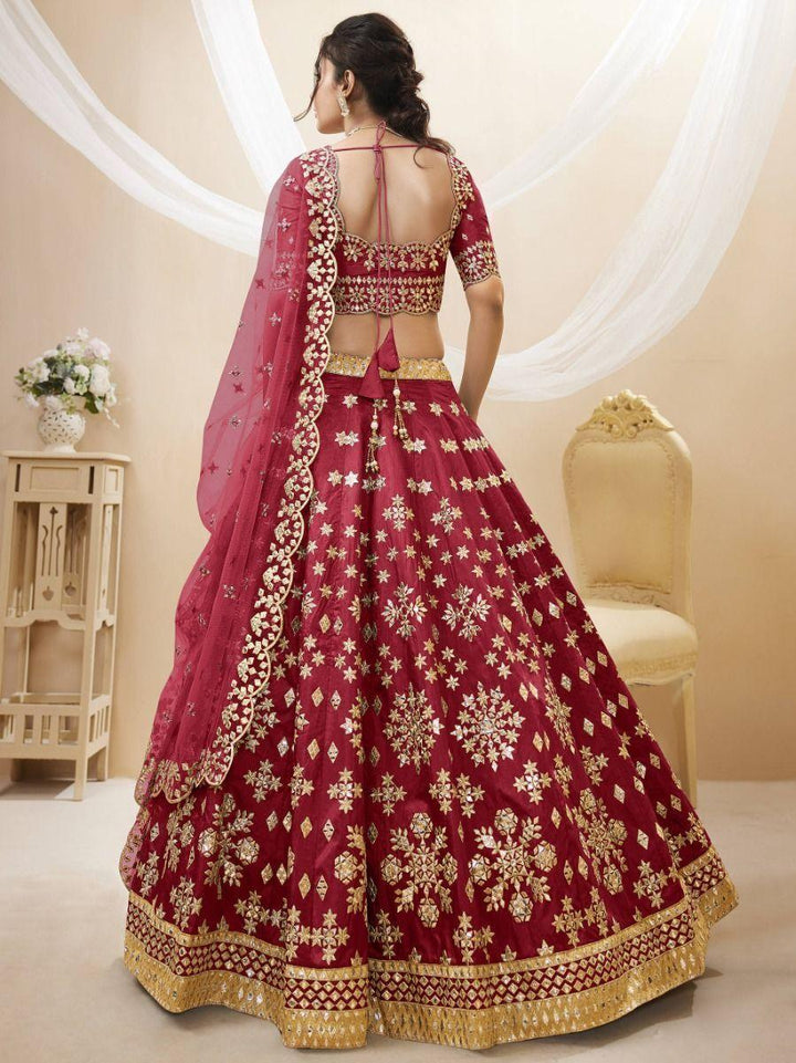 Elegant Red Zari Work Wedding Lehenga | Choli with Soft Net Dupatta