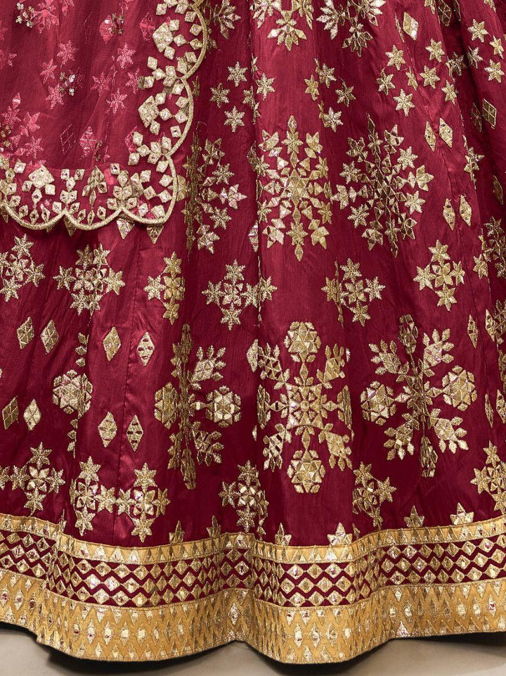 Elegant Red Zari Work Wedding Lehenga | Choli with Soft Net Dupatta